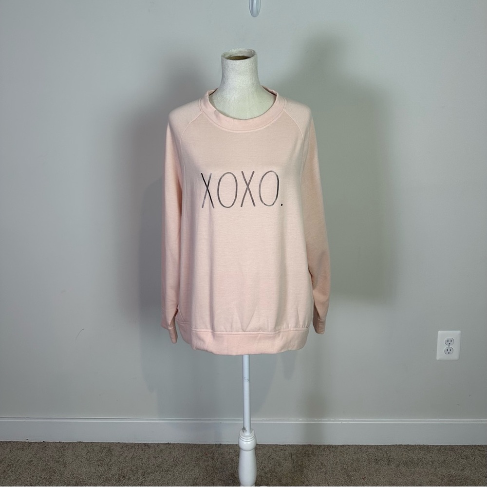 Rae Dunn Women's Pink XOXO Crewneck Sweatshirt Plus Size 2 X Valentines Day